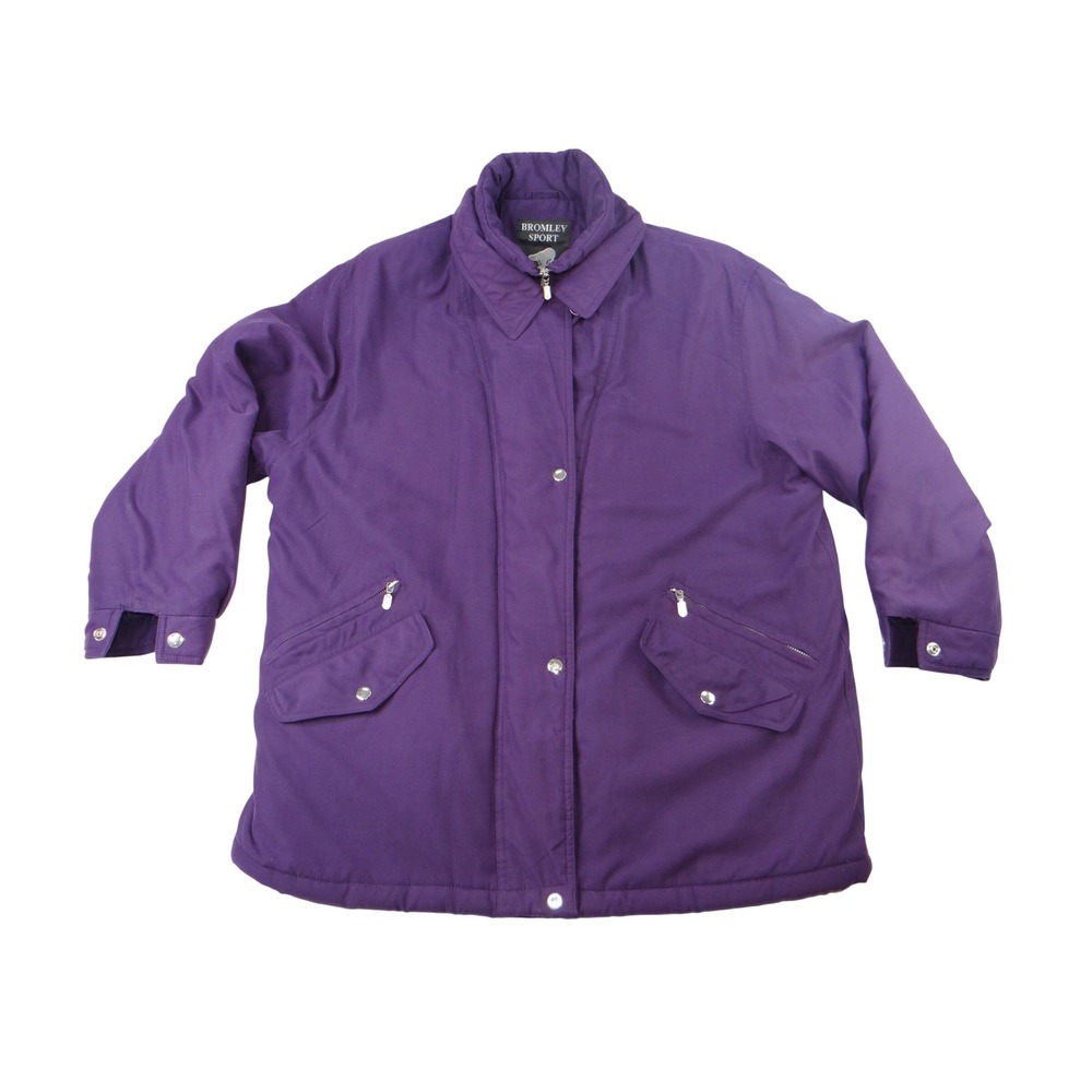 Bromley Sport Purple‎ Quilted Lined Zip Jacket Women Sz L Thermo Loft Insulation